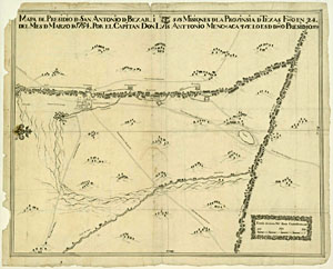 Historic map of the San Antonio missions