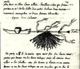 Minet’s drawing of a calumet, or peace pipe
