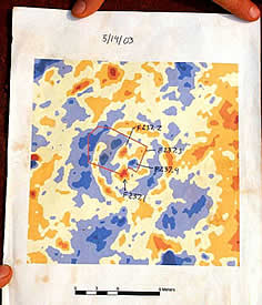 colorized printout of geophysical data
