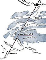 Map showing distance between Spiro and the Sanders sites