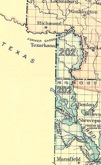 map showing Caddo land cession
