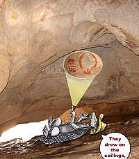 image of Dr. Dirt, the Armadillo Archeologist, leading K-12 viewers on a rock art Discovery Tour of Hueco Tanks