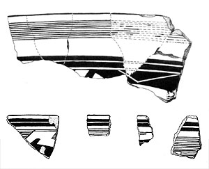 illustration of Mimbres Black-on-white rim sherds