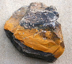 photo of a large nodule of yellow jasper from Elephant Mountain