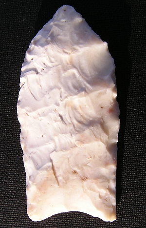 photo of one of two known Clovis points that appear to be made of Burro Mesa chert