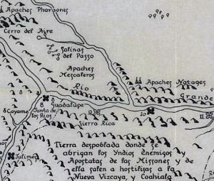 Section from copy of Nicolas de Lafora’s 1771 map of New Spain’s frontier in Mexico and Texas
