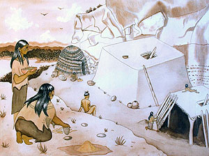 Artist depiction of Patarabuey village scene.