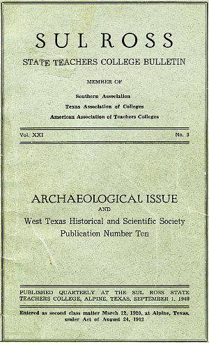 photo of the cover of the classic work of Big Bend archeology, The Association of Archaeological Materials with Geological Deposits in the Big Bend Region of Texas