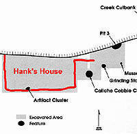 map of excavations at Hank's site