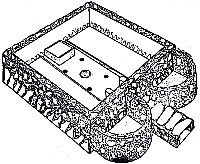 Drawing showing bird's eye view of lower walls and floor of a house.