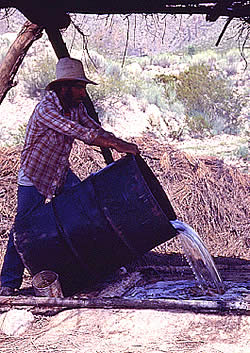photo of a worker adding cold water